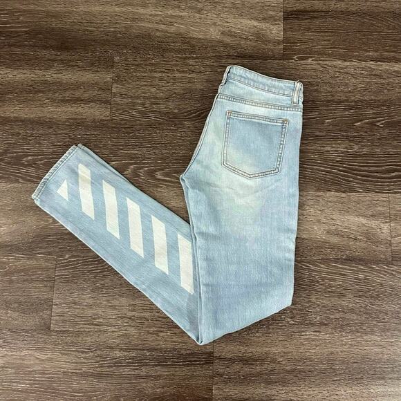 EUC Off-White Diagonal Stripe Patchwork Slim Jeans Size 26 Virgil Abloh Rare Y2K - Picture 4 of 16